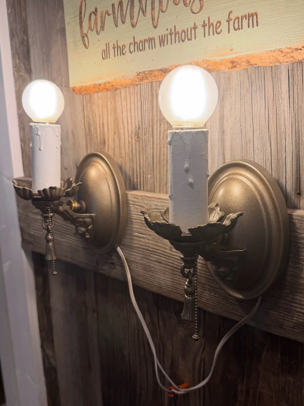(2) vintage reconditioned 1920s pan-style wall sconces